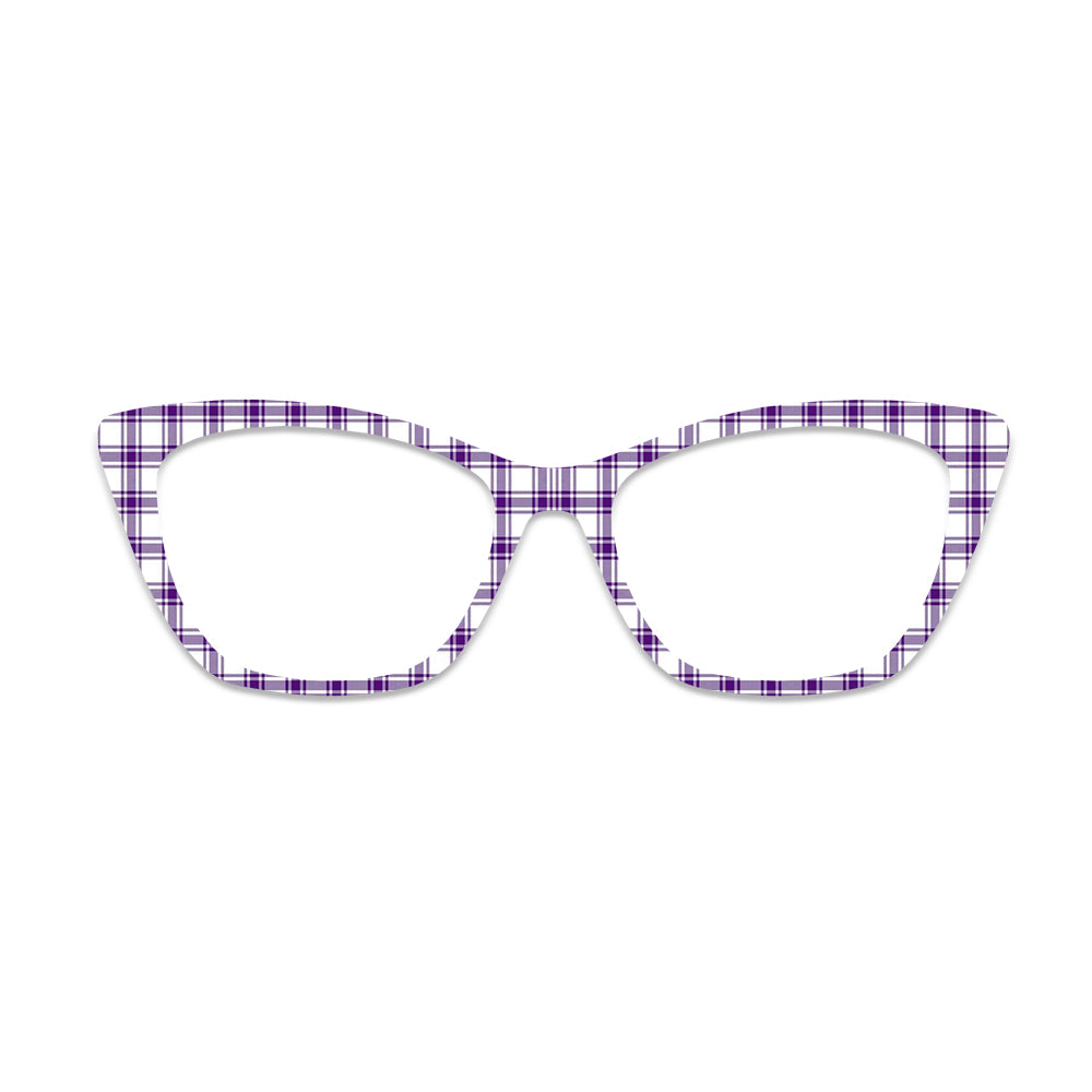 Purple White Plaid Glasses Toppers #7866316071