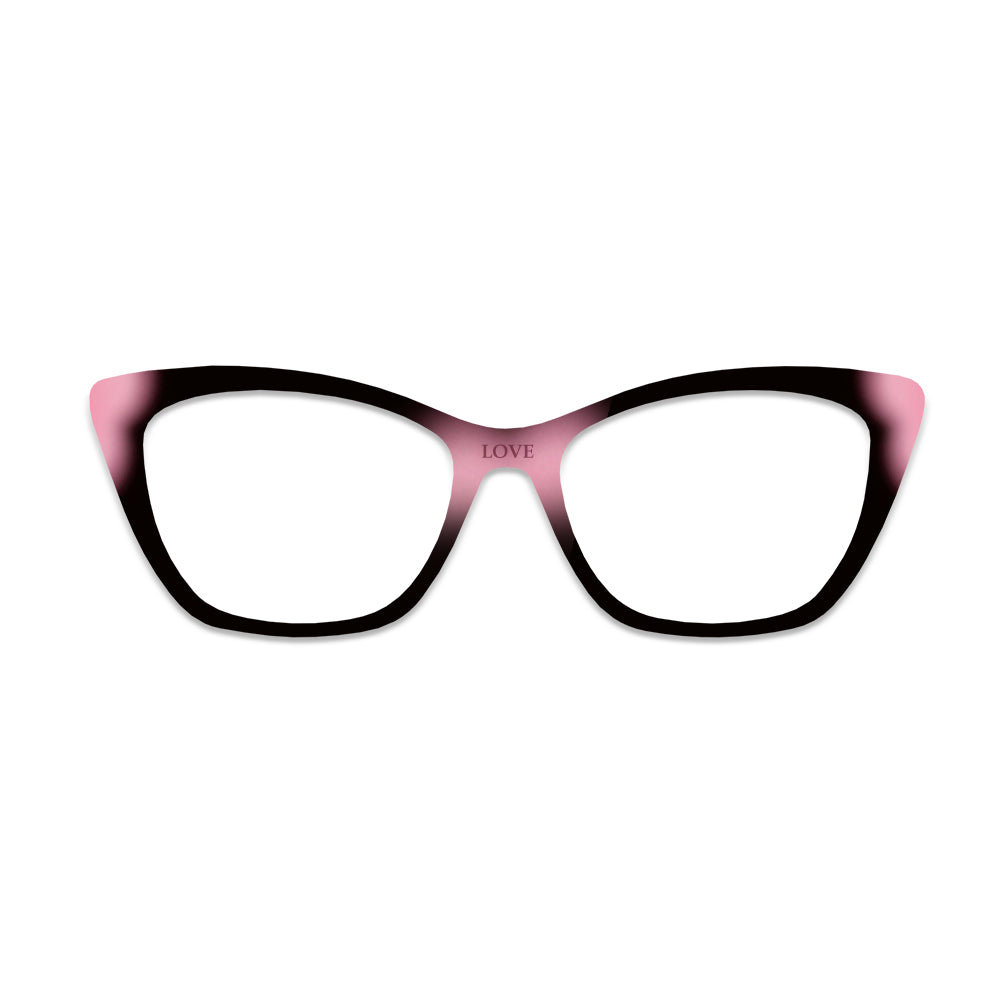 Pink Black LOVE Text Pattern Glasses Toppers #4474205771