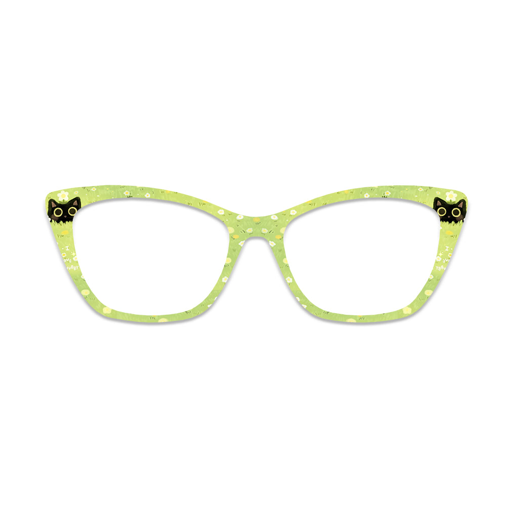 Grass Floral Black Cat Glasses Toppers #3490692267