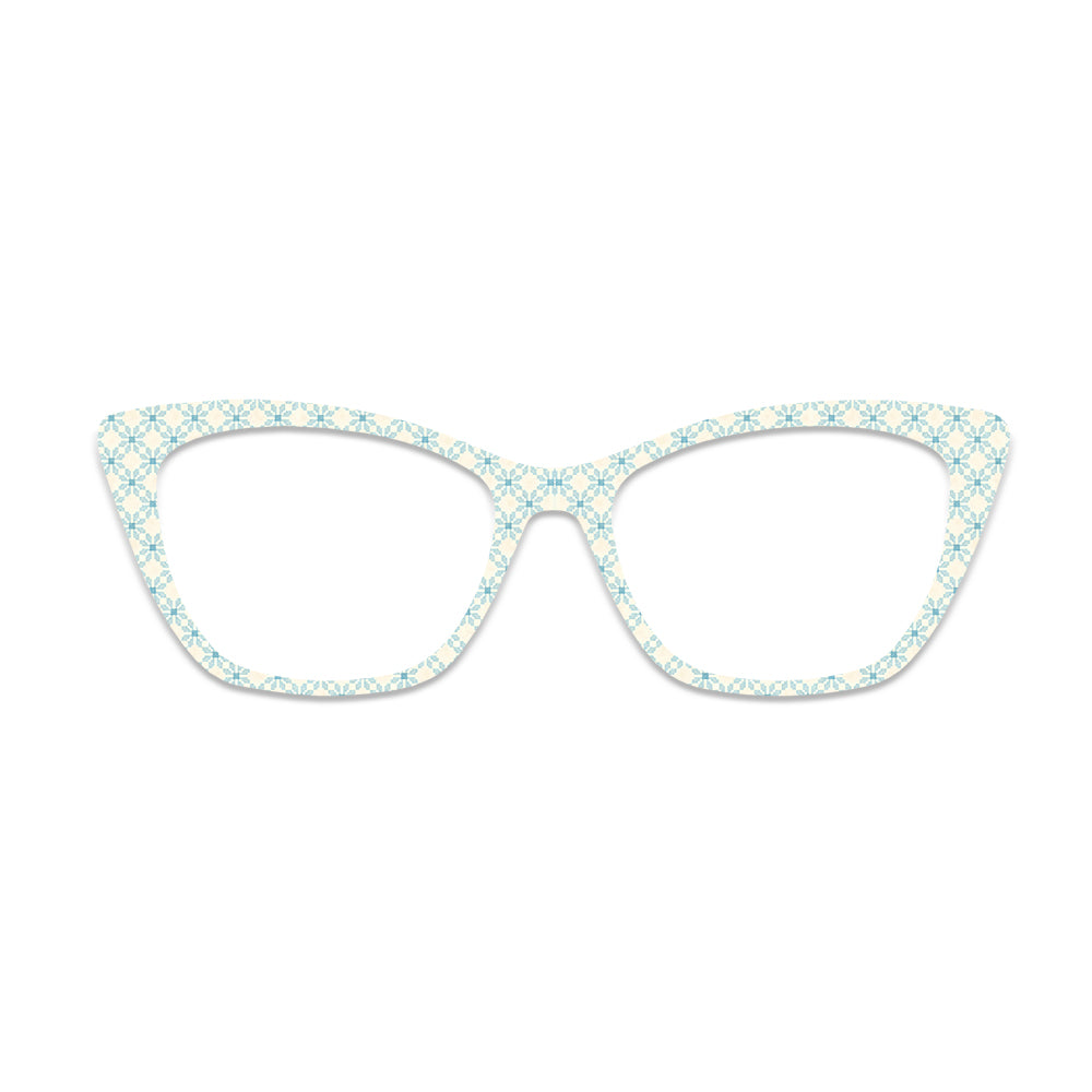 Light Blue Retro Tile Pattern Glasses Toppers #4882202462