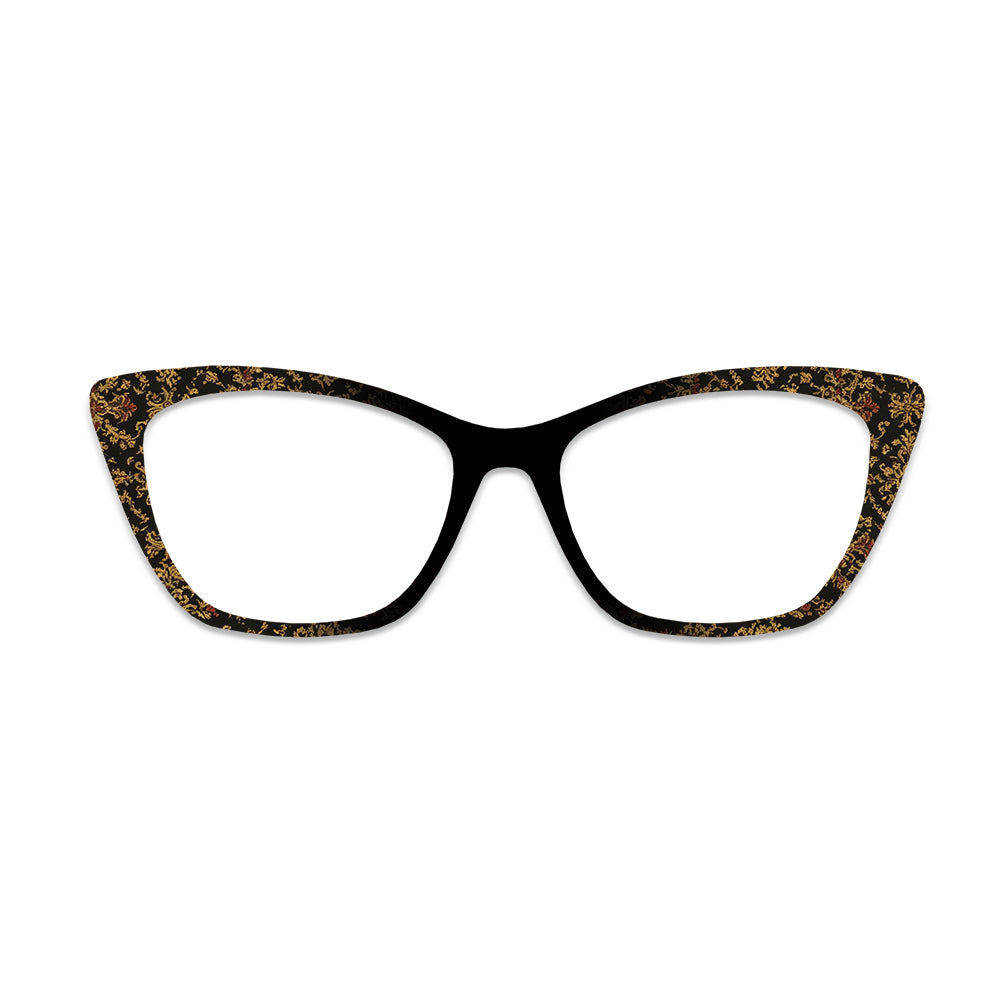 Black Background Gold Vintage European Floral Glasses Toppers #7600780150