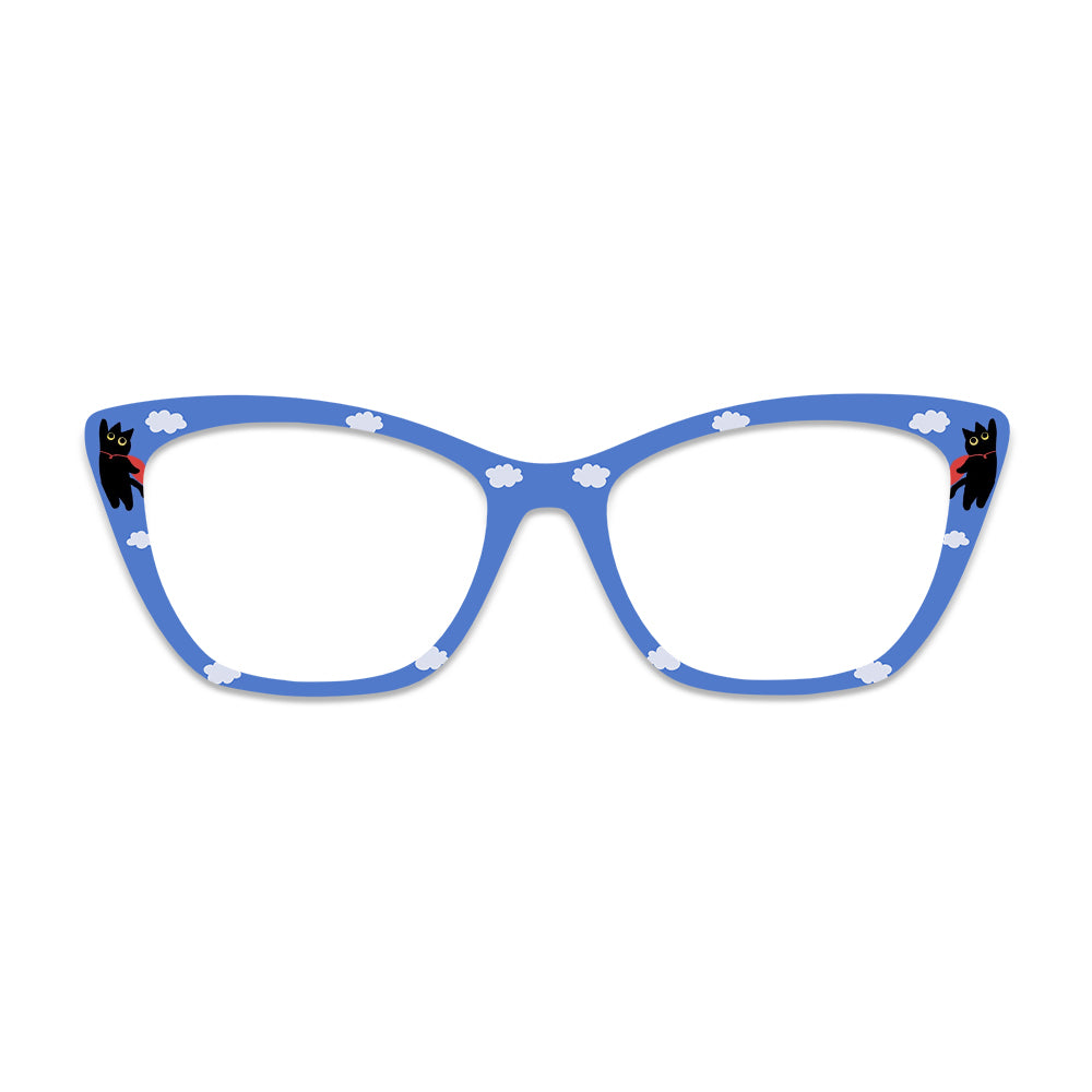 Cloud Super Black Cat Pattern Glasses Toppers #5600740849