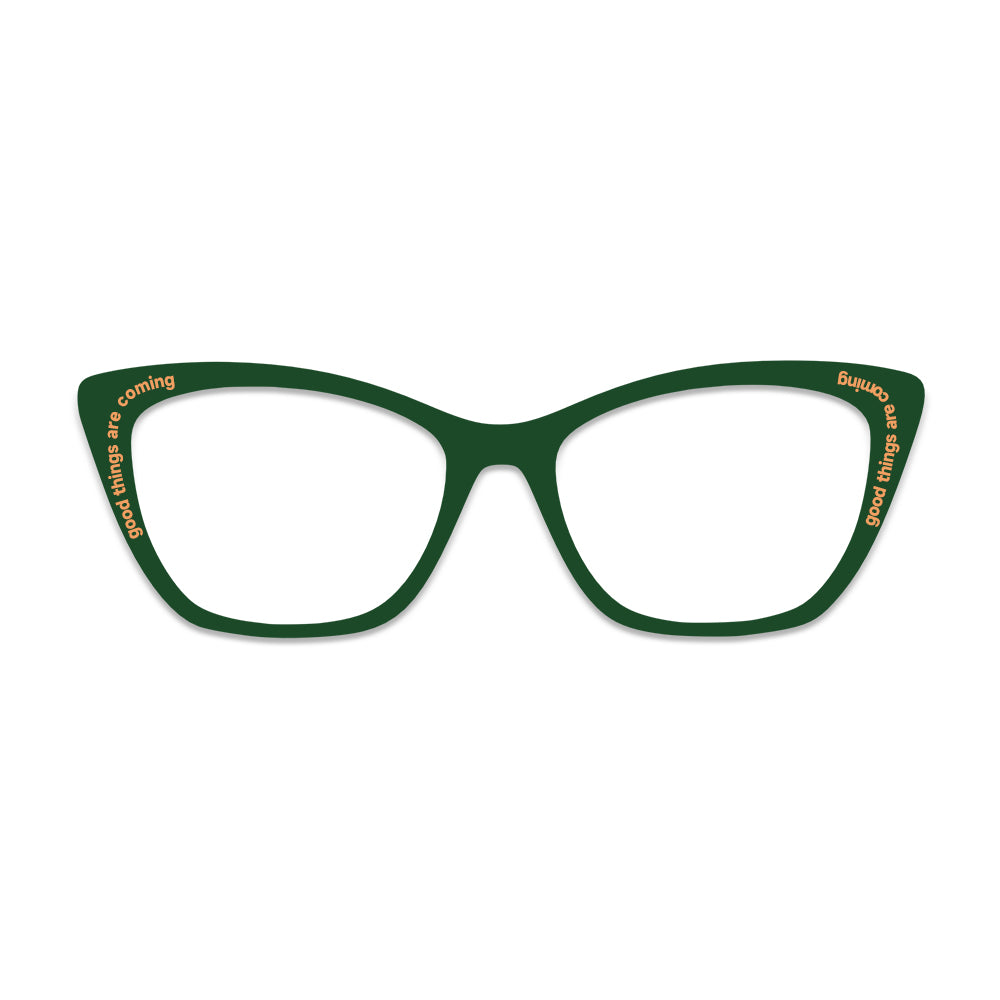 Dark Green Slogan Pattern Glasses Toppers #1149777494