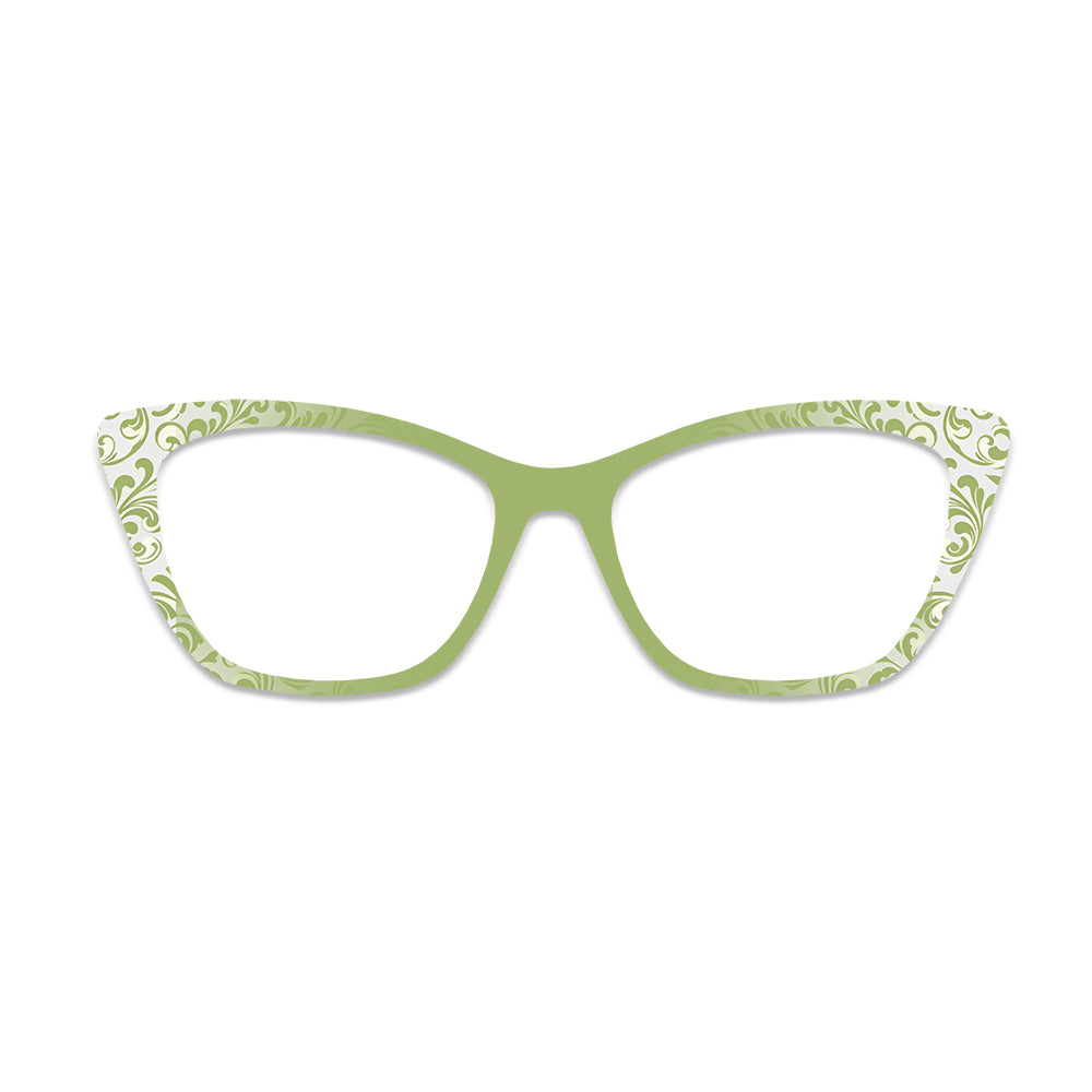 Light Green Scroll Floral Glasses Toppers #7315785683