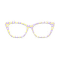 Purple Yellow Check Heart Pattern Glasses Toppers #5614730216