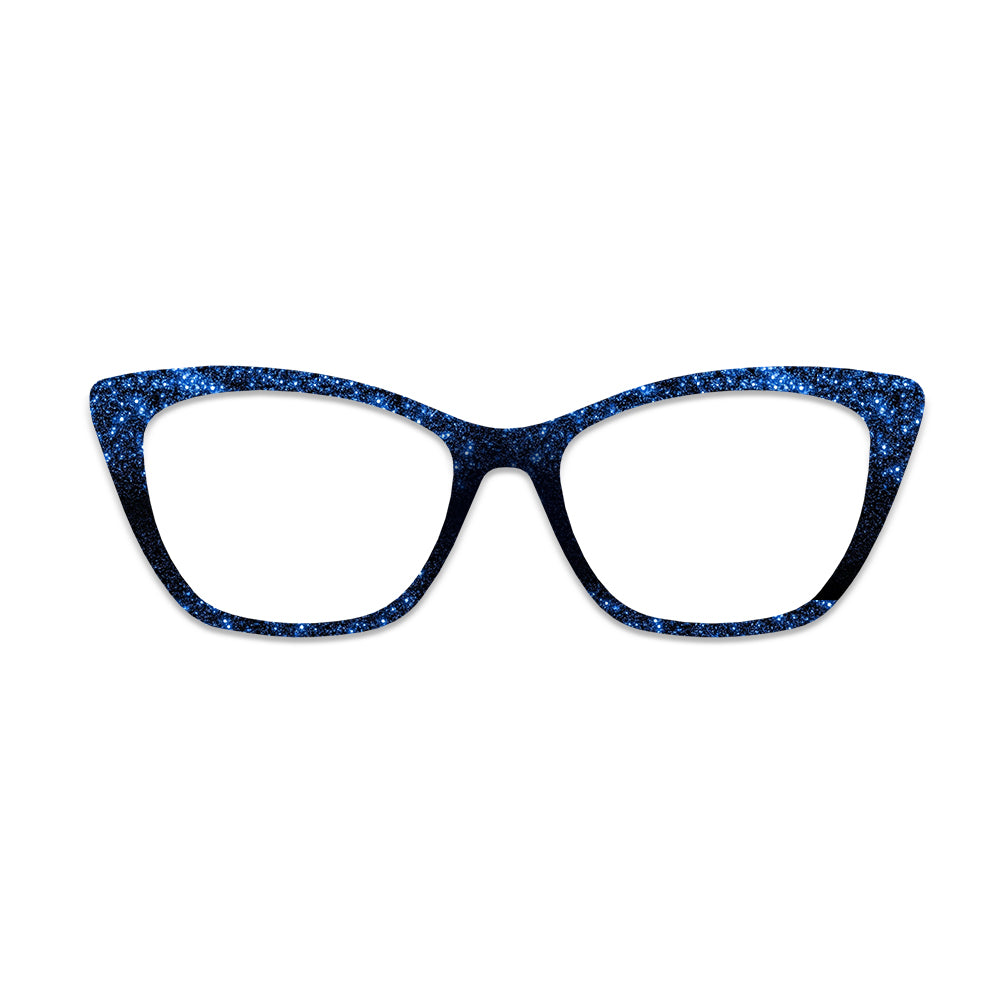 Blue Glitter Pattern Glasses Toppers