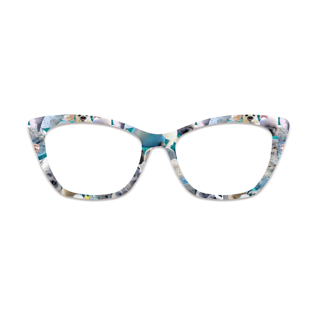 Dog Face Patchwork Pattern Glasses Toppers #124691679