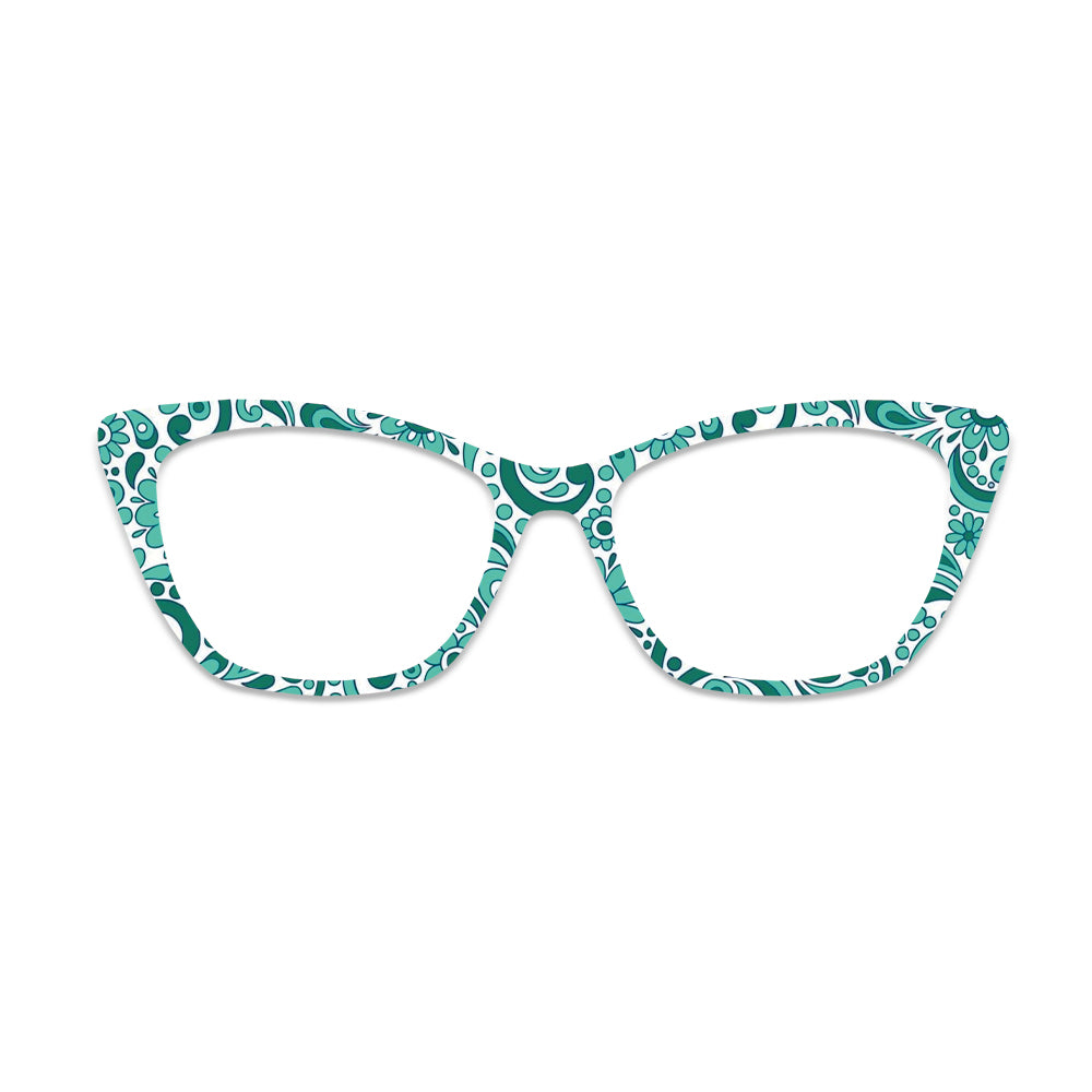 White Base Green Folk Floral Glasses Toppers #4031017854