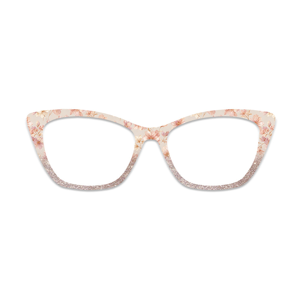 Light Pink Floral Glitter Gradient Glasses Toppers #8585970460