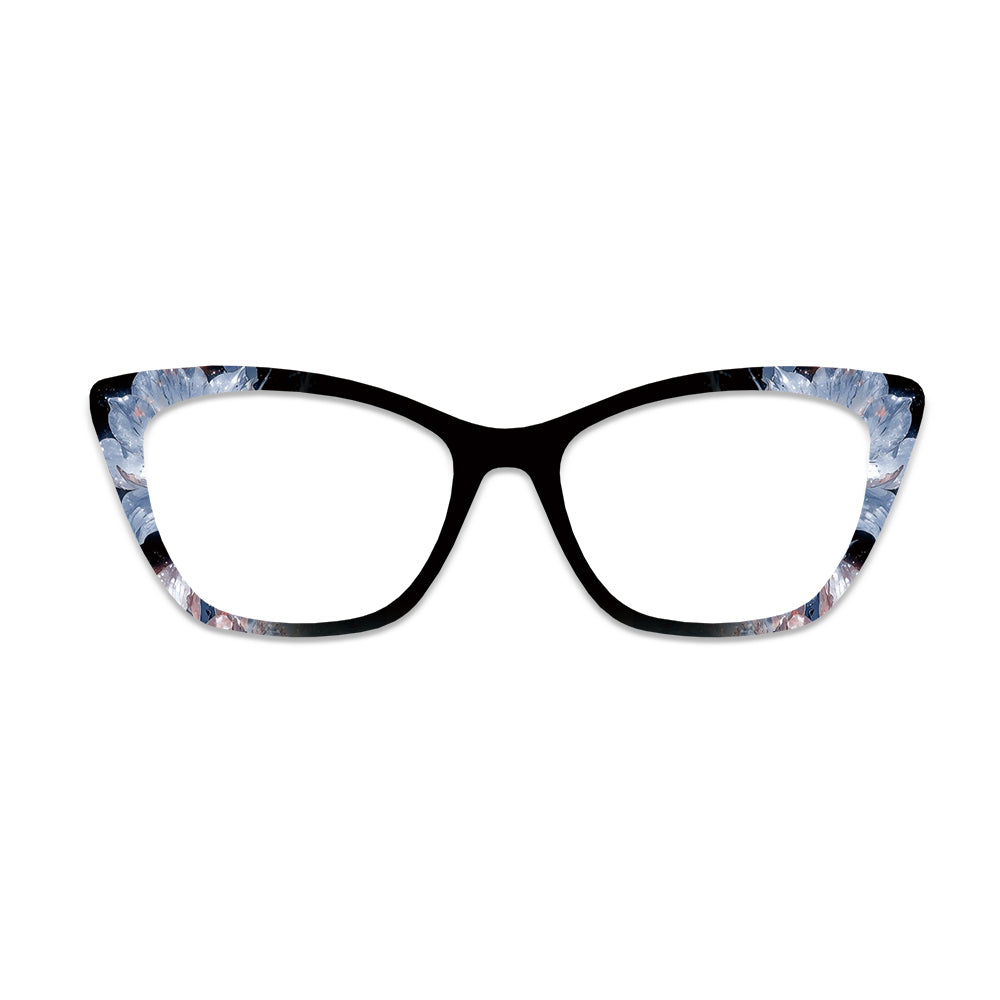 Black Base Blue Floral Glasses Toppers #3124358688
