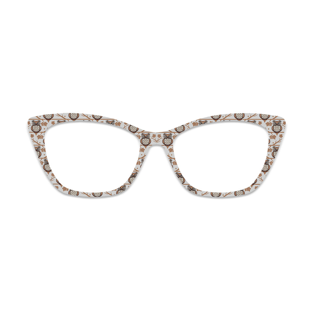 Light Background Vintage Owl Branch Glasses Toppers #8564310609