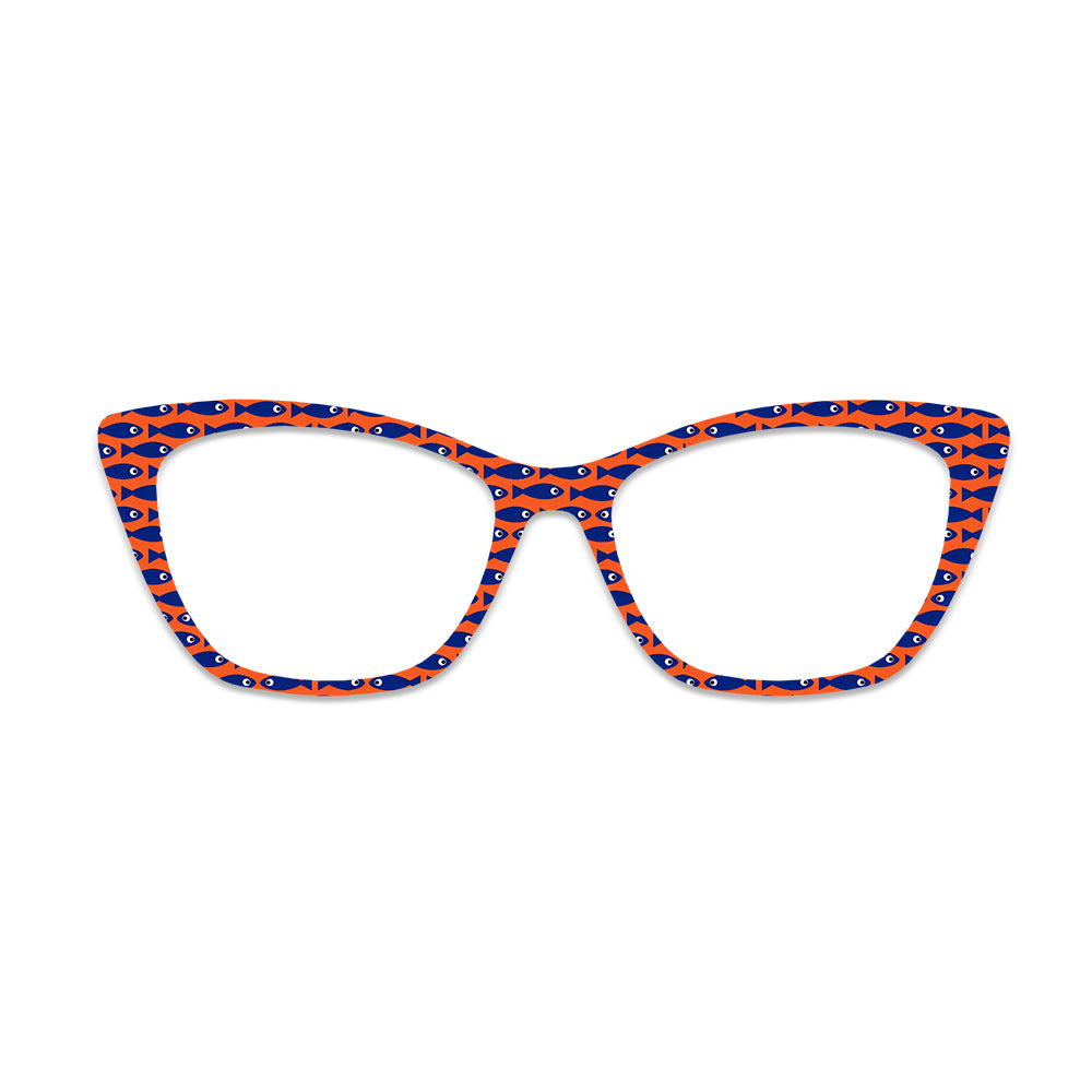 Orange Blue Fish Pattern Glasses Toppers #4701583079