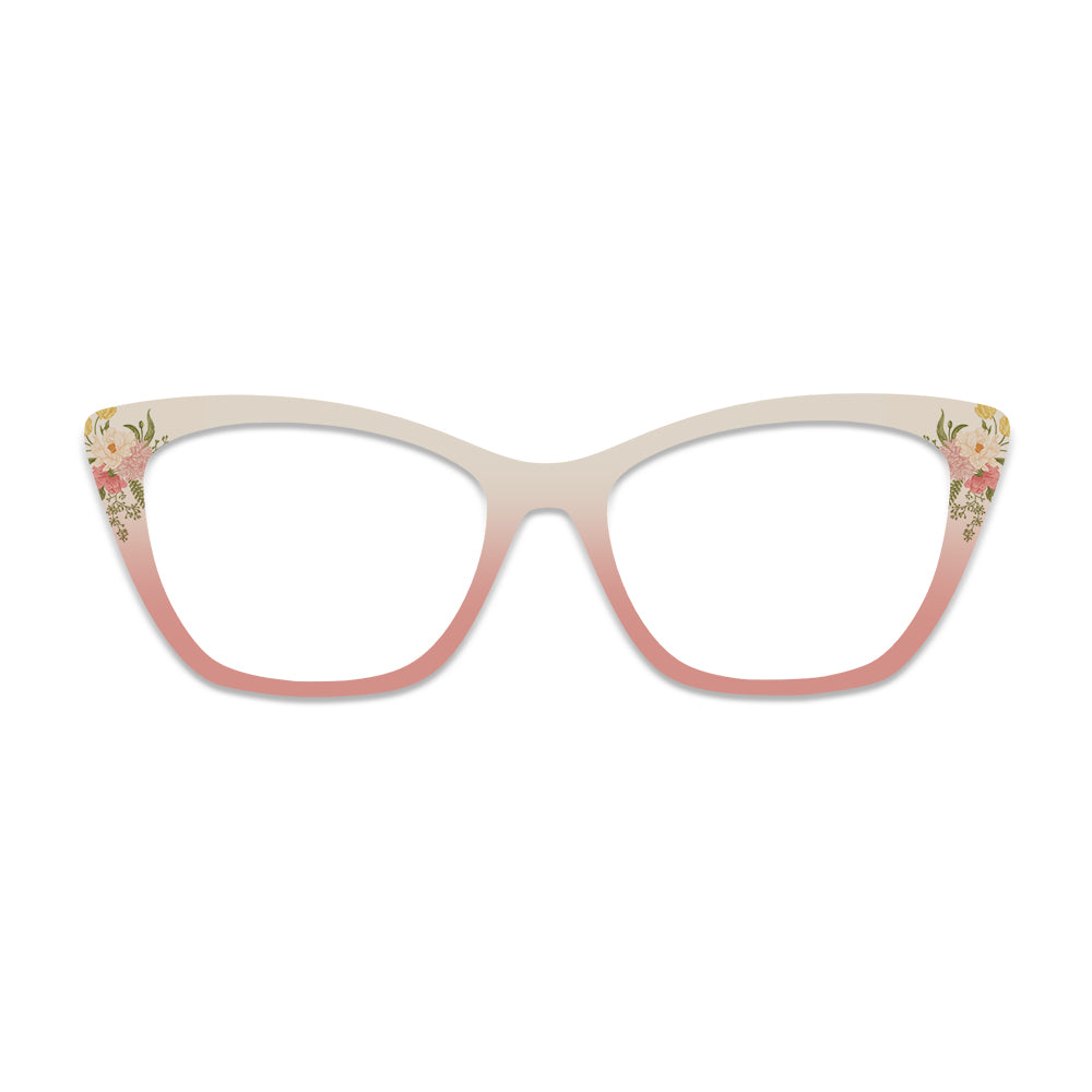 Pink Beige Gradient Floral Pattern Glasses Toppers #4940178048