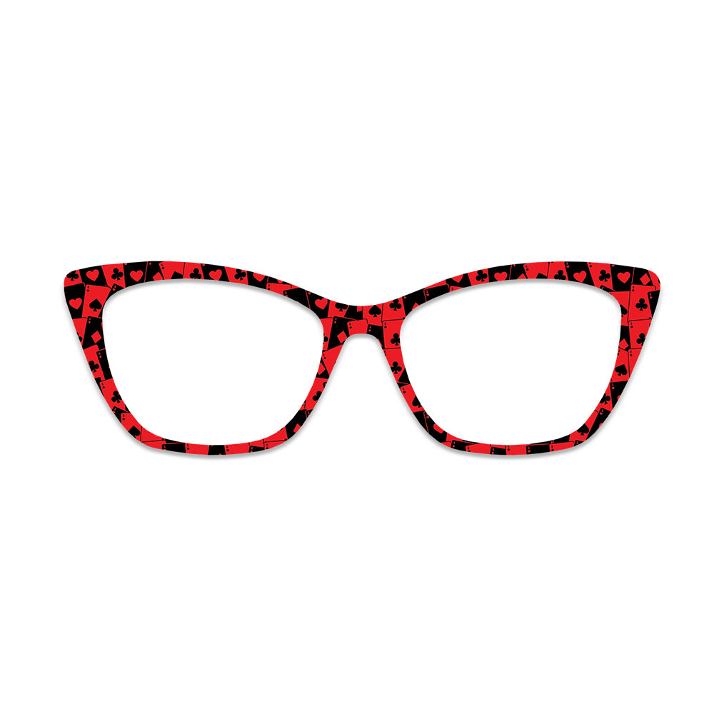 Red Black Playing Card Pattern Glasses Toppers #7545435981