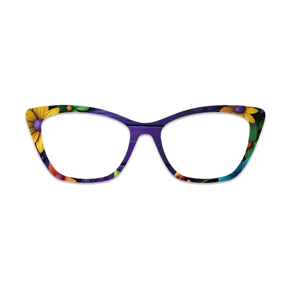 Purple Wood Grain Floral Glasses Toppers #2601193752