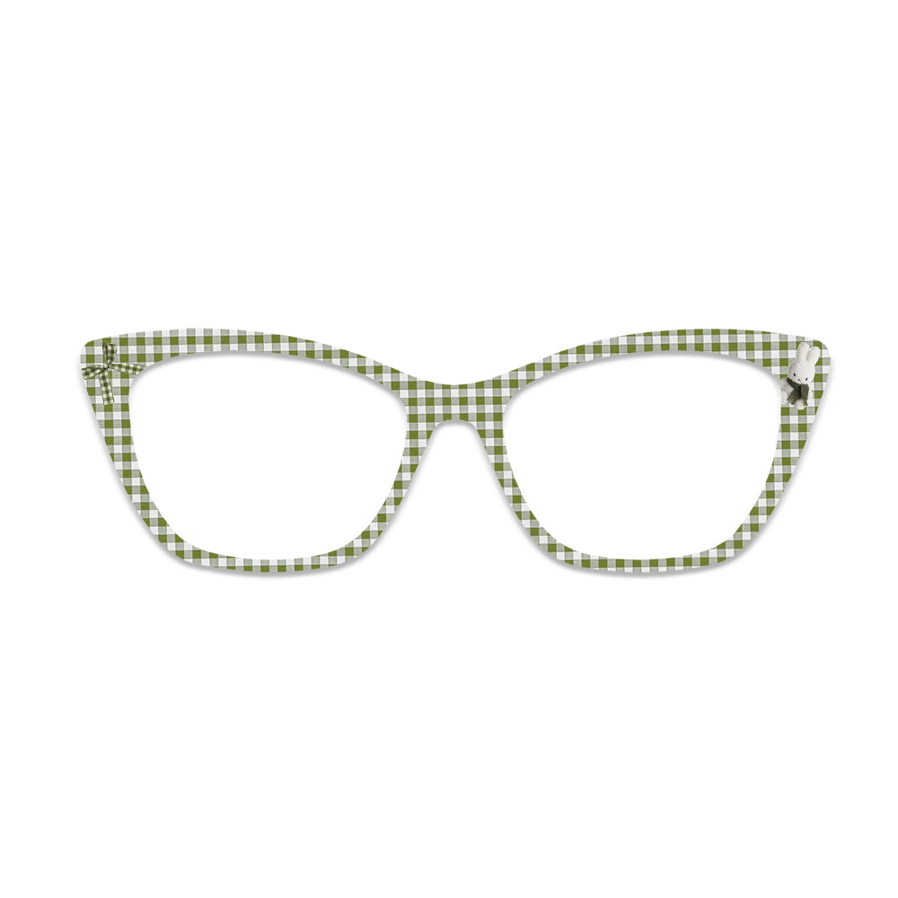 Green White Plaid Rabbit Bow Glasses Toppers #8243630804