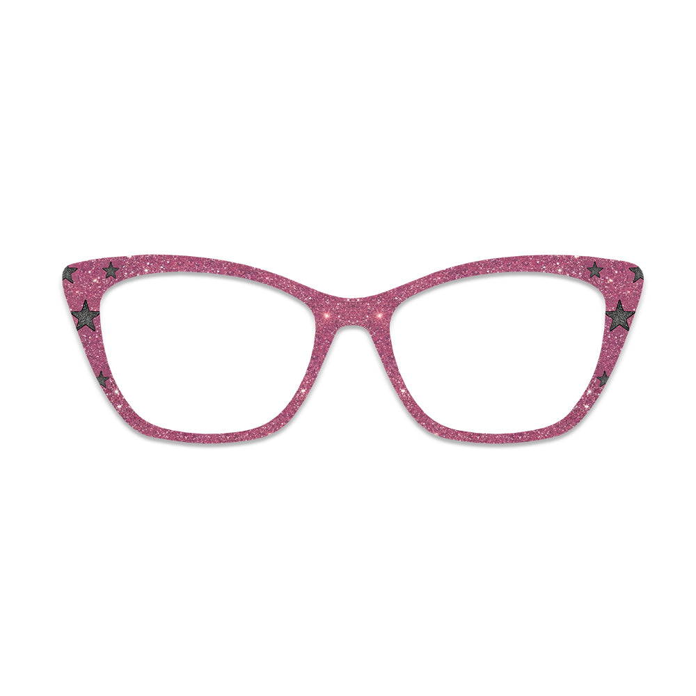 Pink Glitter Star Glasses Toppers #6494340669