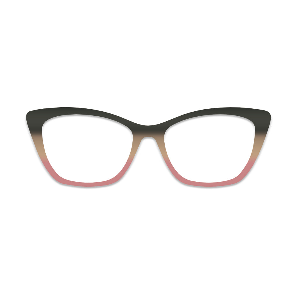 Olive Green Brown Pink Three Color Gradient Glasses Toppers #8226791894