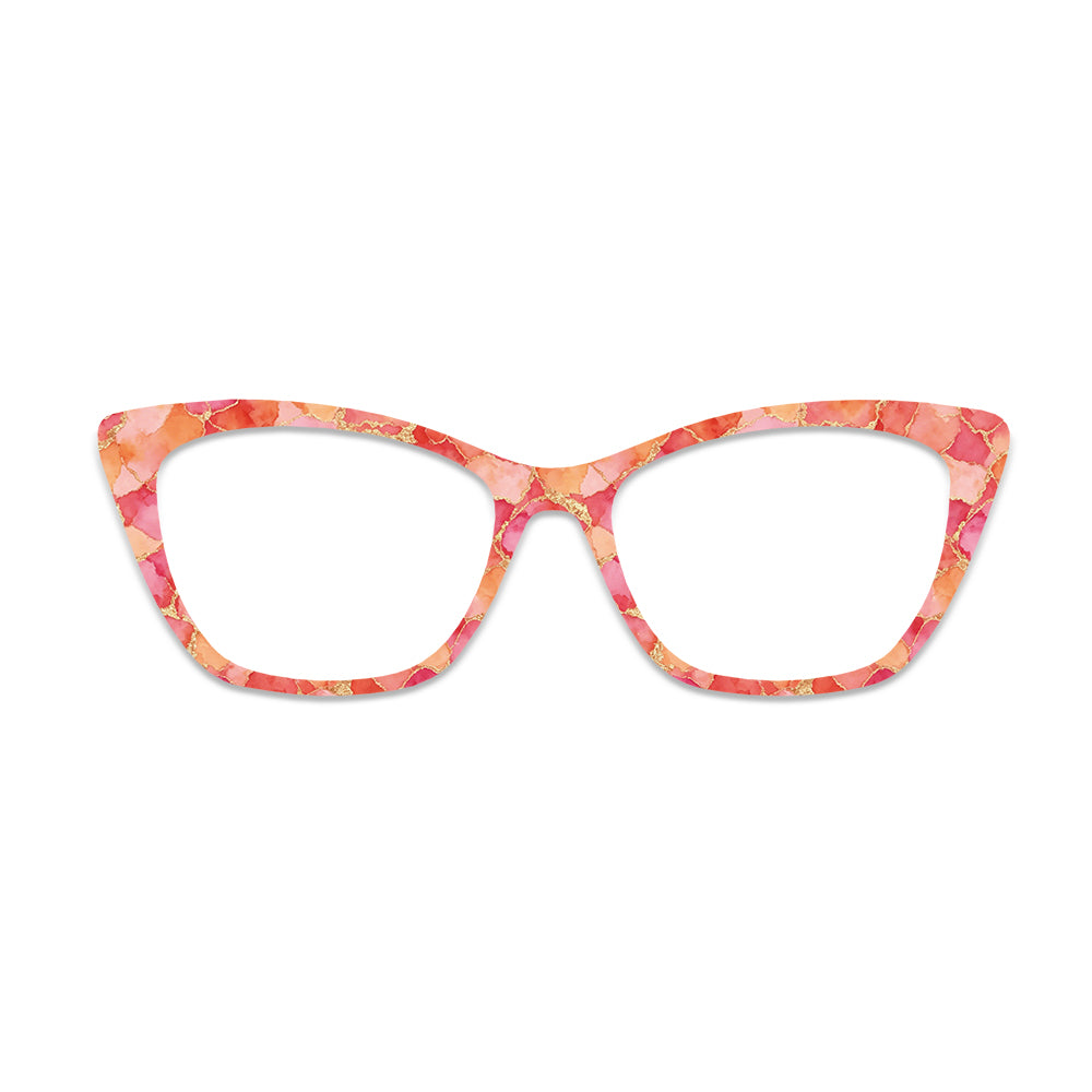 Red Orange Gold Foil Marble Glasses Toppers #6608537425