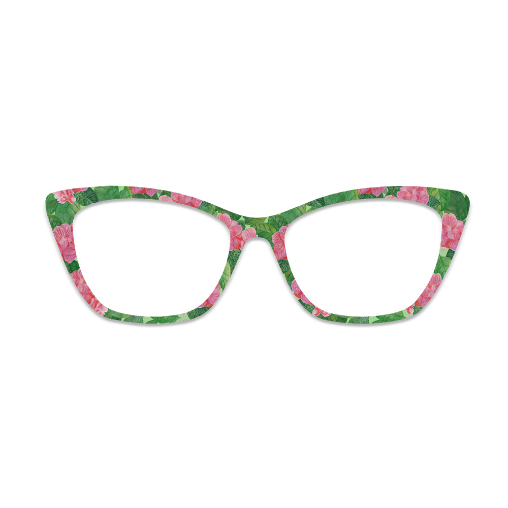 Pink Tropical Floral Pattern Glasses Toppers #3163025799