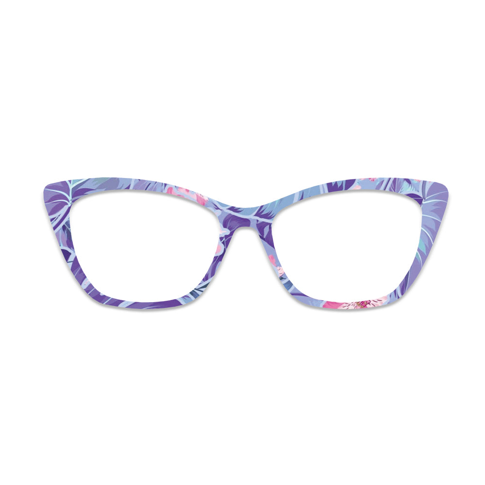 Purple Blue Tropical Floral Leaf Glasses Toppers #4260285480