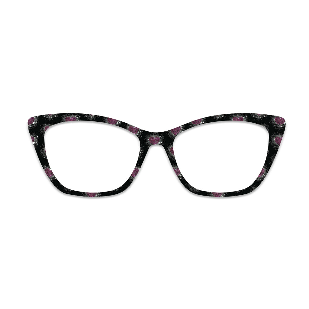 Black Background Purple Glitter Heart Glasses Toppers #8375255107