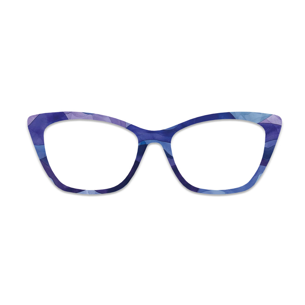 Blue Purple Watercolor Splice Glasses Toppers #1525628022