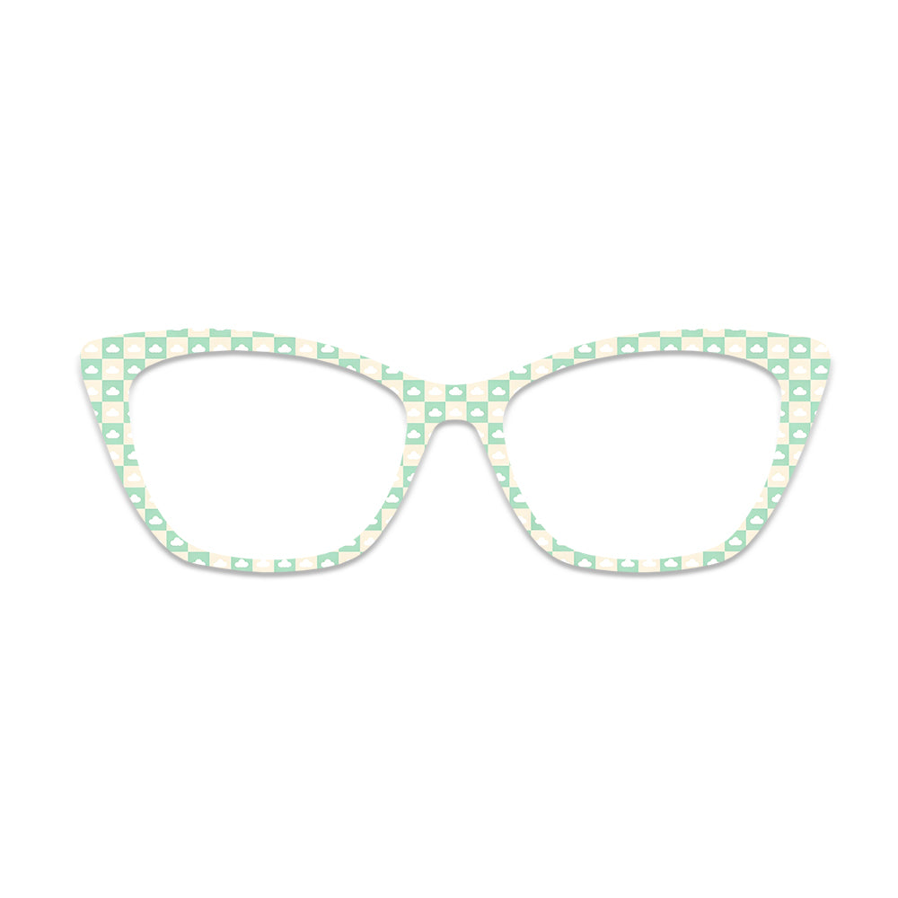 Green White Checker Cloud Pattern Glasses Toppers #2186720144