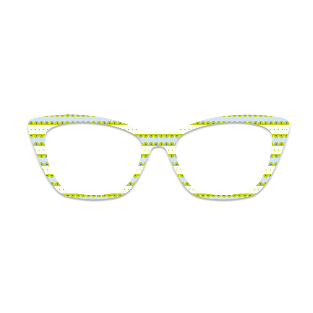 Light Blue Green Ethnic Stripe Glasses Toppers #6074684381