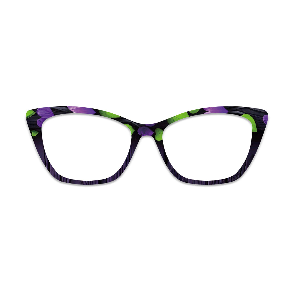 Purple Green Heart Glasses Toppers #5989680916