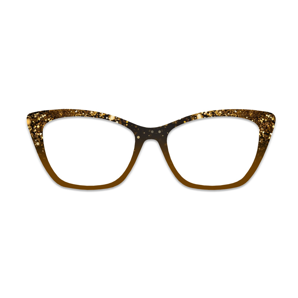 Black Gold Glitter Gradient Glasses Toppers #7690905530