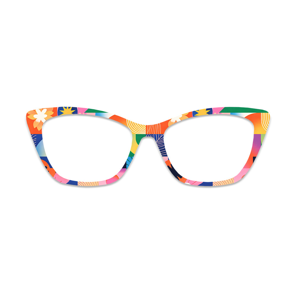 Colorful Patchwork Geometric Floral Glasses Toppers #4185212511