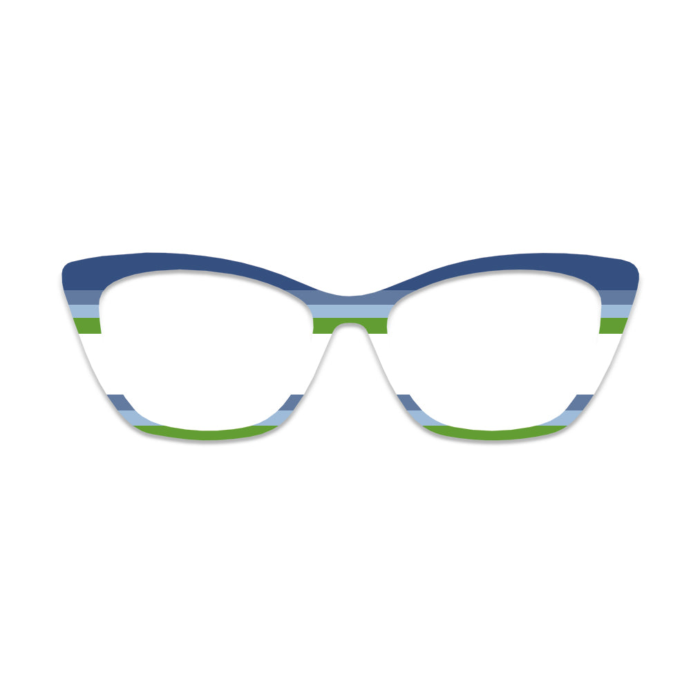 Blue Green Light Blue Horizontal Stripe Gradient Glasses Toppers #7983620231