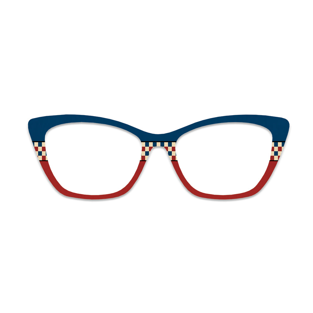 Red Blue Check Splice Glasses Toppers #4104745622