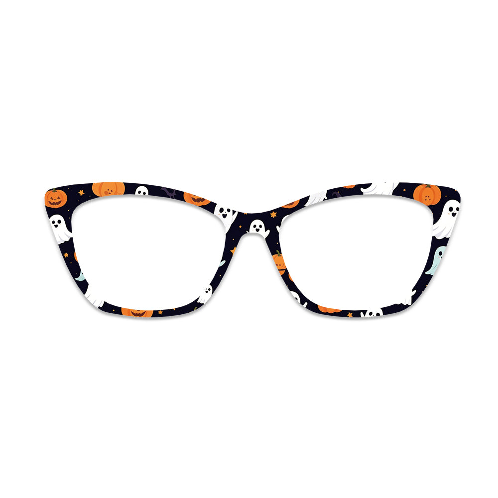 Black Halloween Ghost Pumpkin Glasses Toppers #6435460172