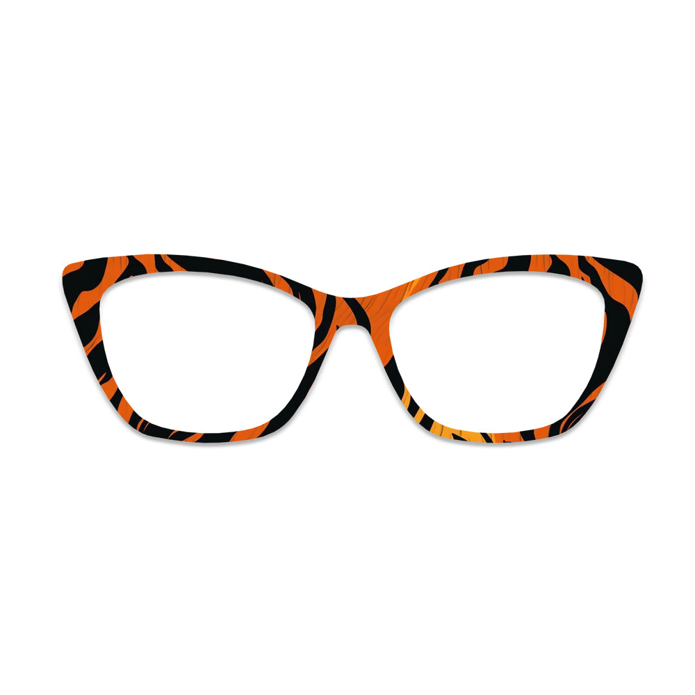 Orange Black Tiger Print Glasses Toppers #5105109195