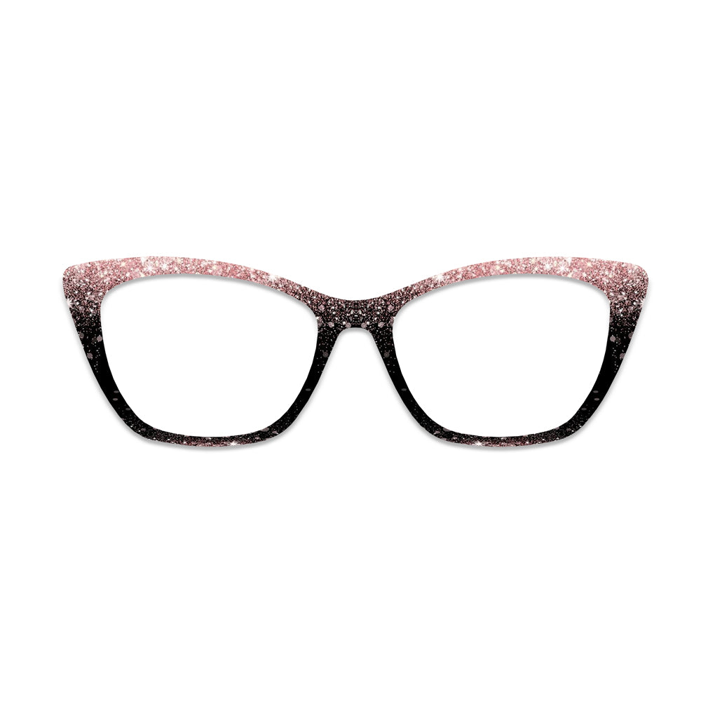 Black Pink Gradient Glitter Pattern Glasses Toppers #1824669577