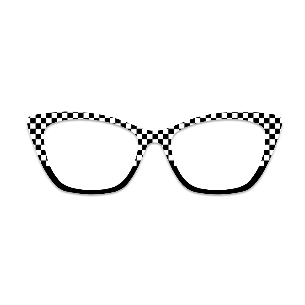 Black White Checkerboard Contrast Glasses Toppers #8364504285