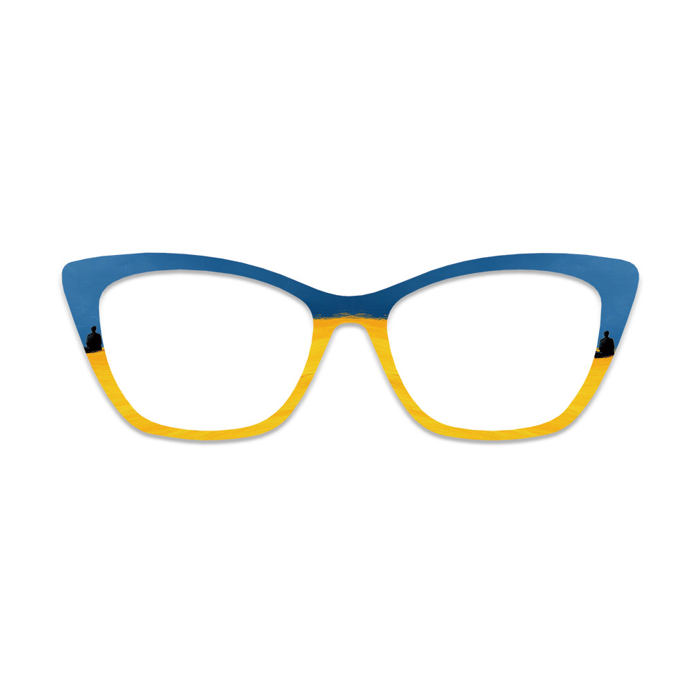 Blue Yellow Silhouette Scenery Glasses Toppers #6903269467