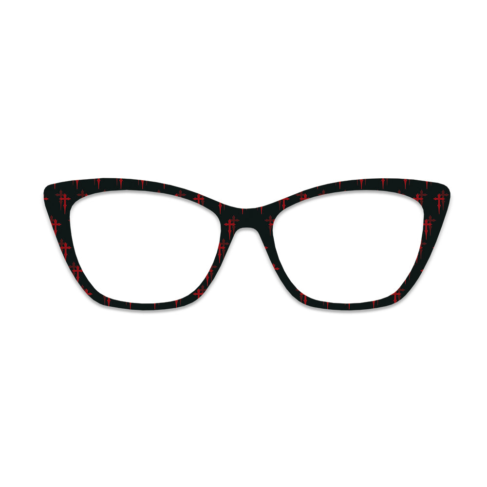 Red Black Cross Glasses Toppers #3147013501
