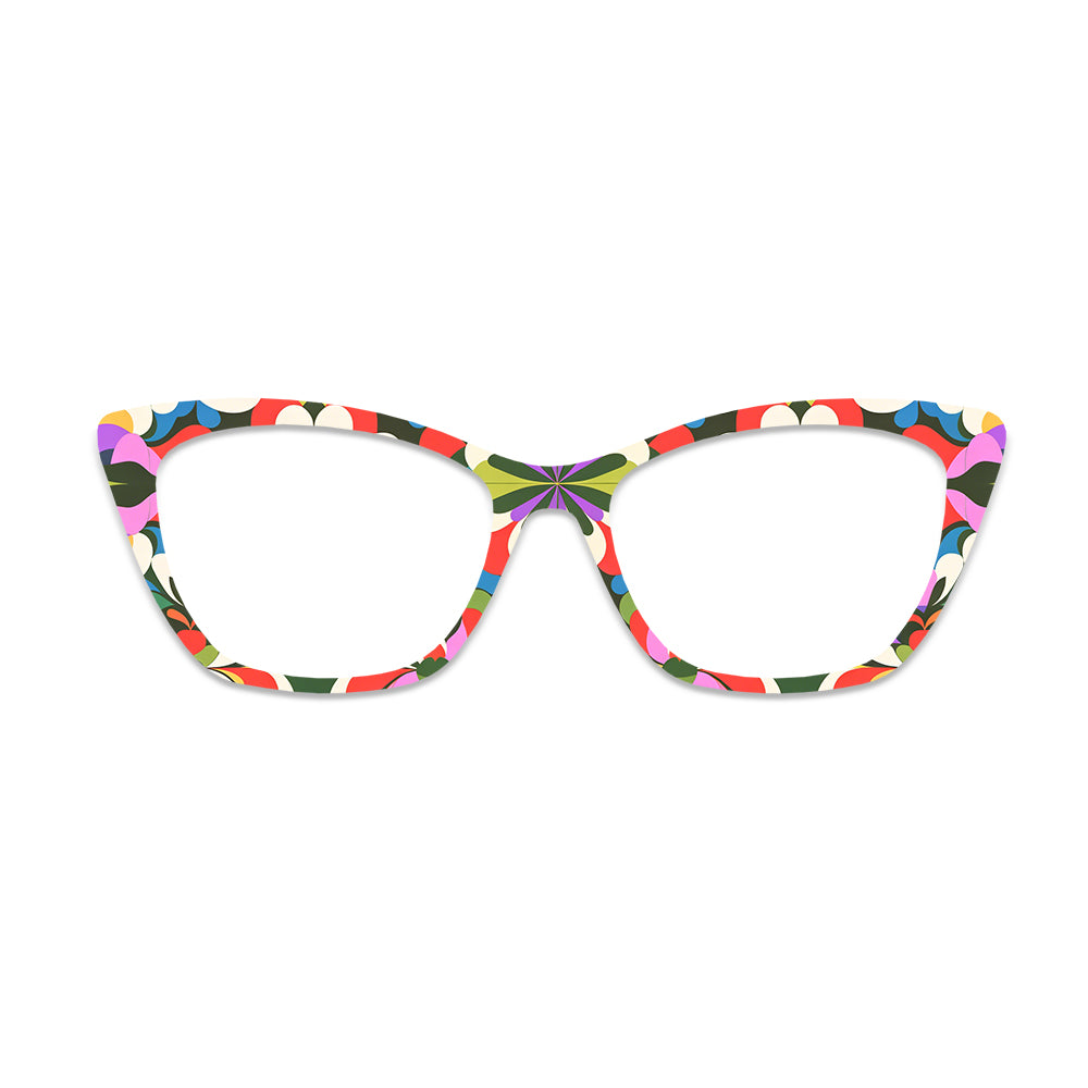 Colorful Retro Geometric Floral Glasses Toppers #4063532964