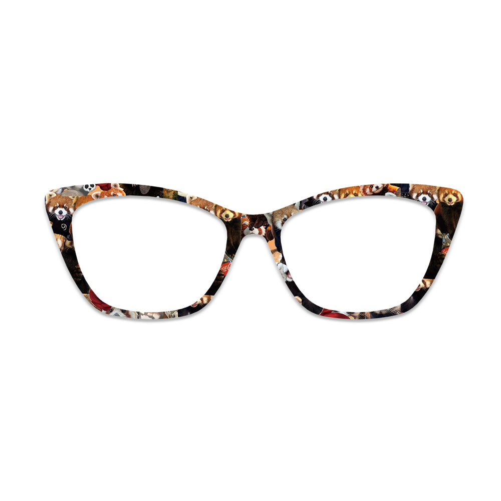 Red Panda Patchwork Pattern Glasses Toppers #6106369462
