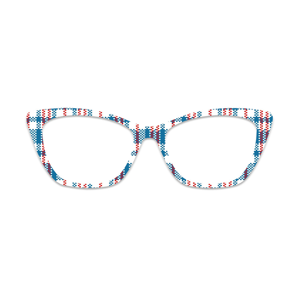 Patriotic Plaid Check Pattern Glasses Toppers #6268036471