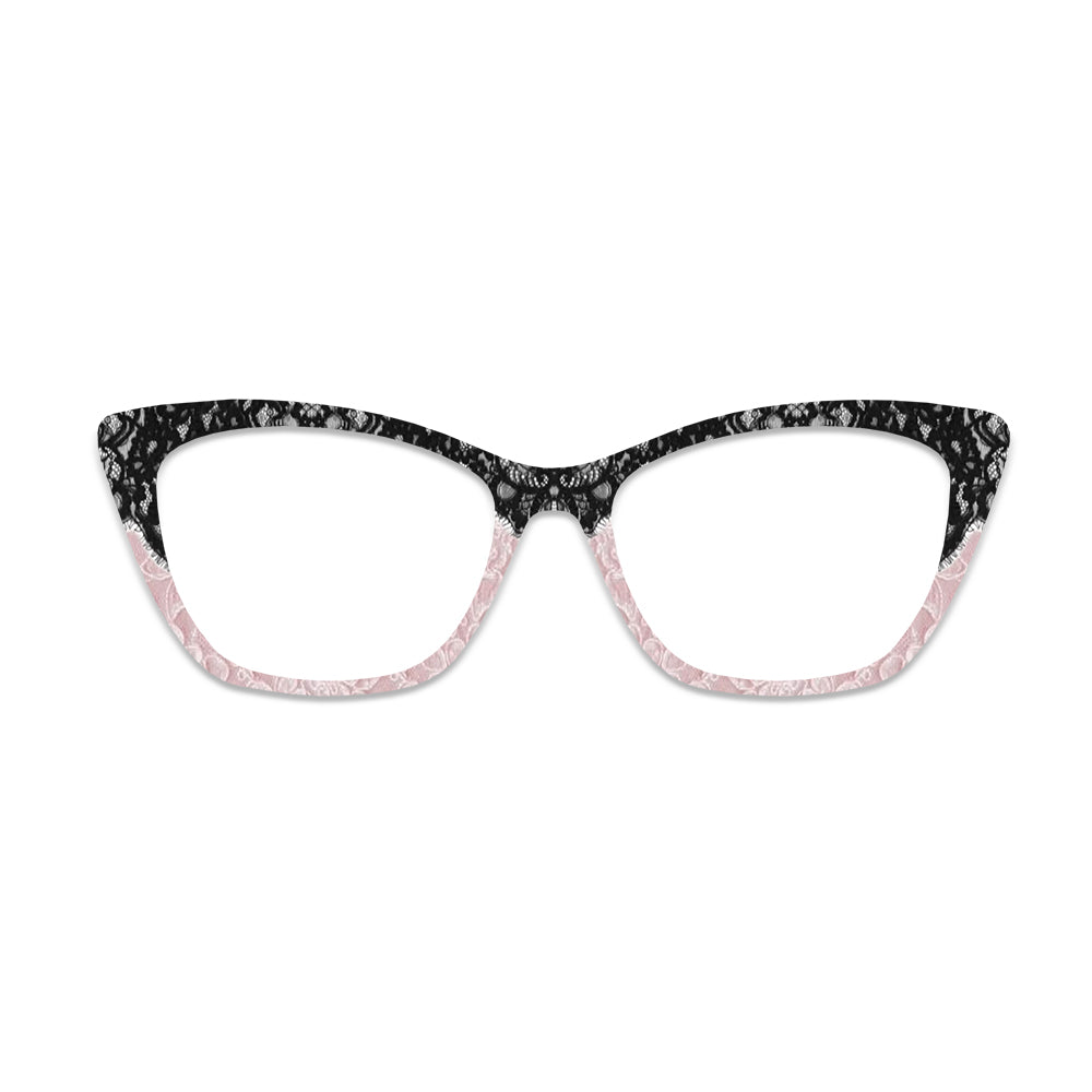 Black Pink Lace Pattern Glasses Toppers #6324385828