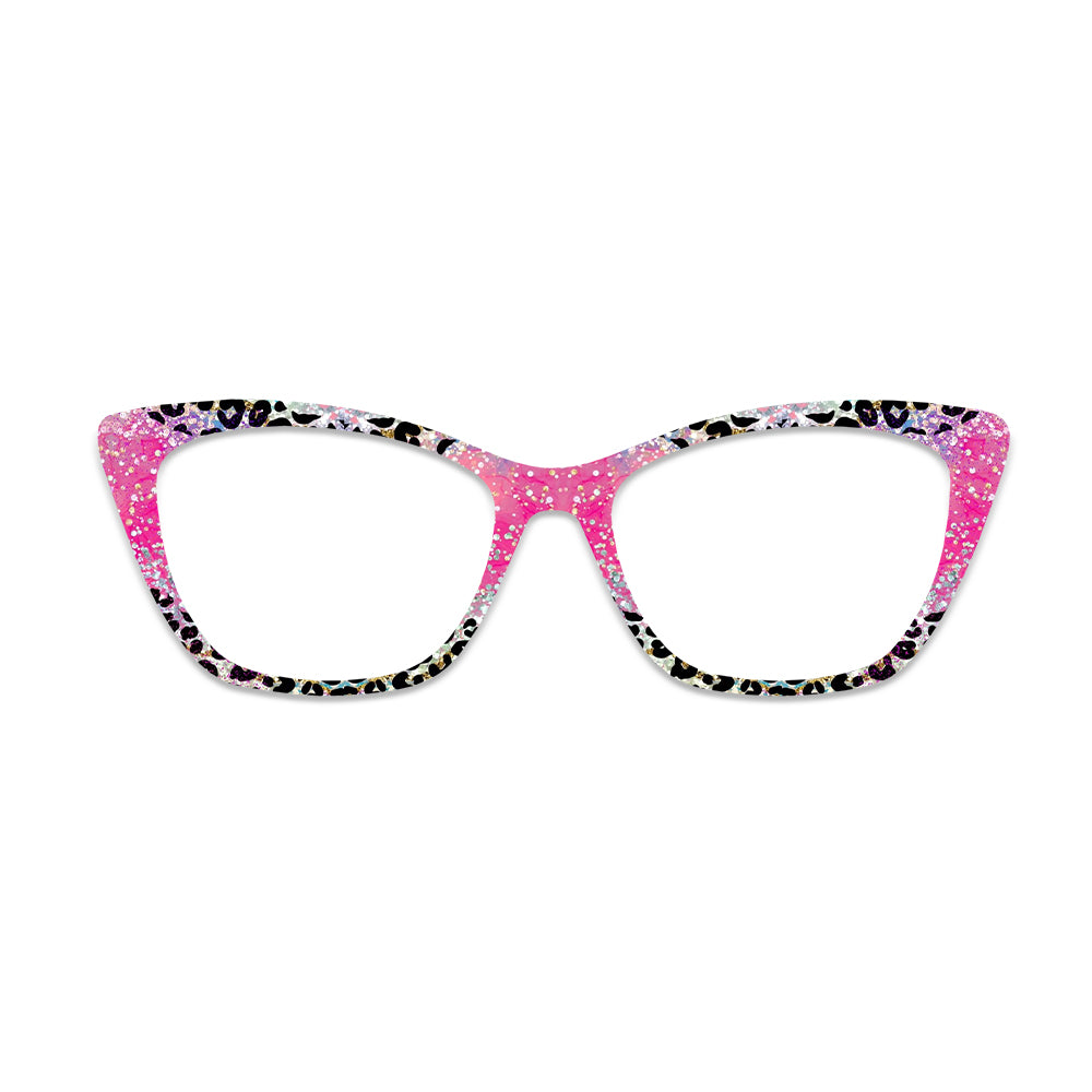 Pink Glitter Leopard Splice Glasses Toppers #8464345092