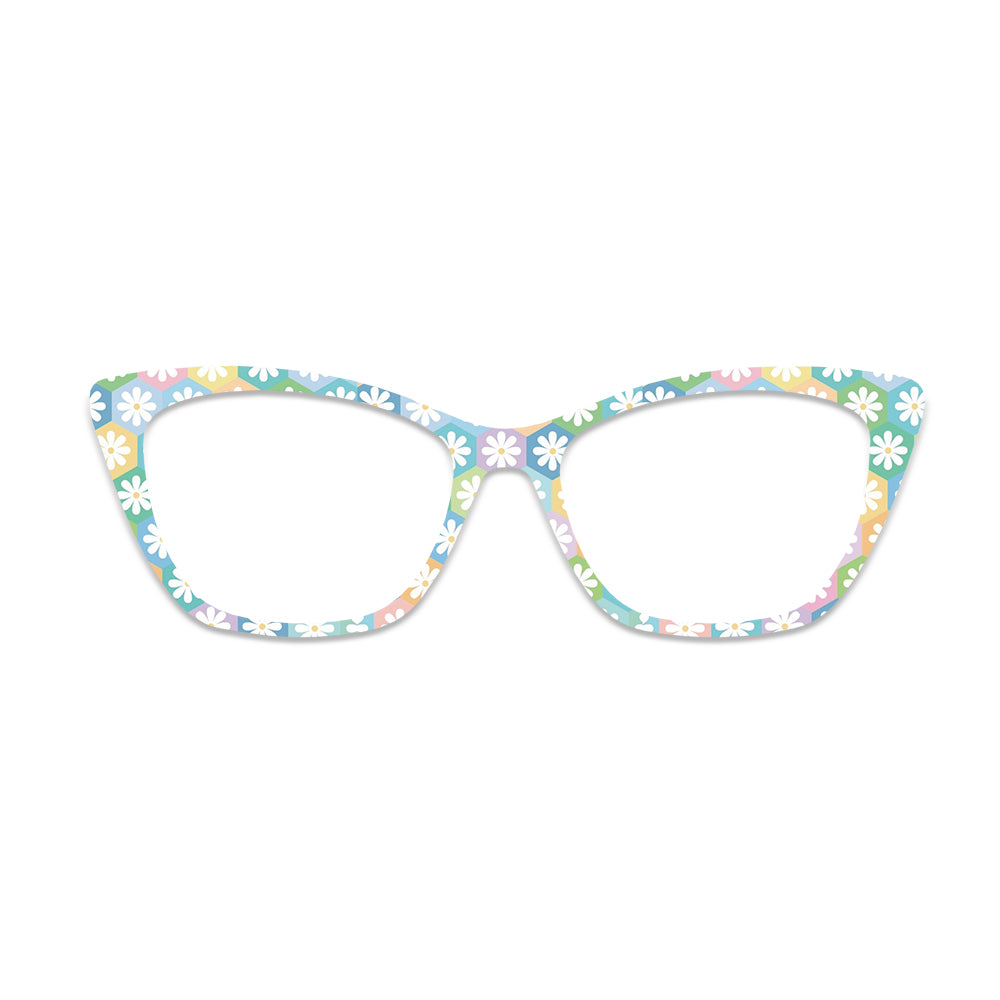 Pastel Daisy Hexagon Pattern Glasses Toppers #6540272316