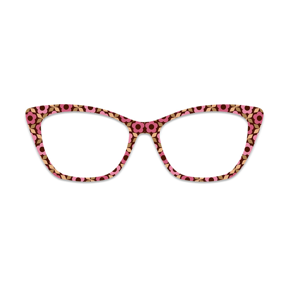Vintage Brown Pink Floral Pattern Glasses Toppers #9981592414