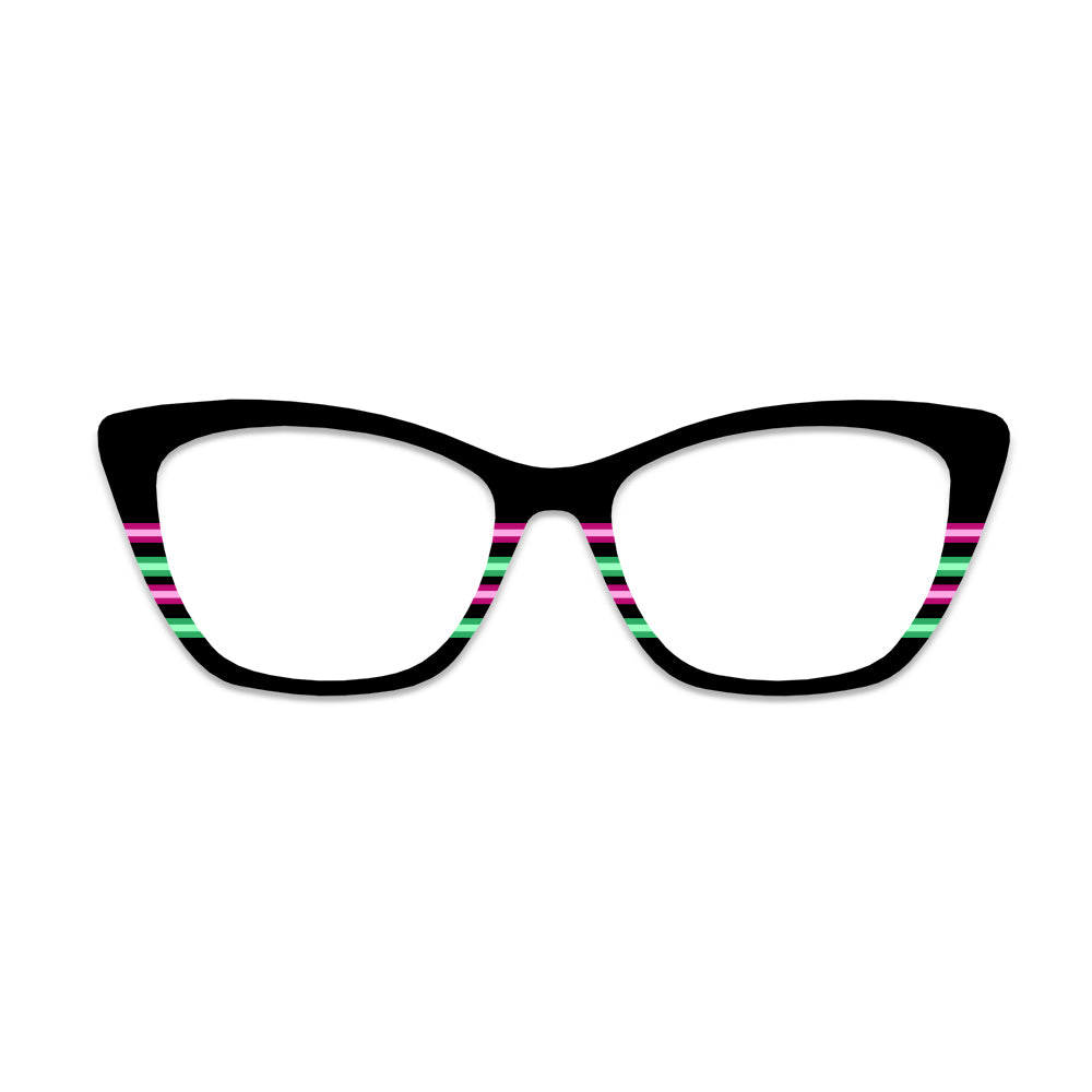 Black Pink Green Stripe Glasses Toppers #2610824555