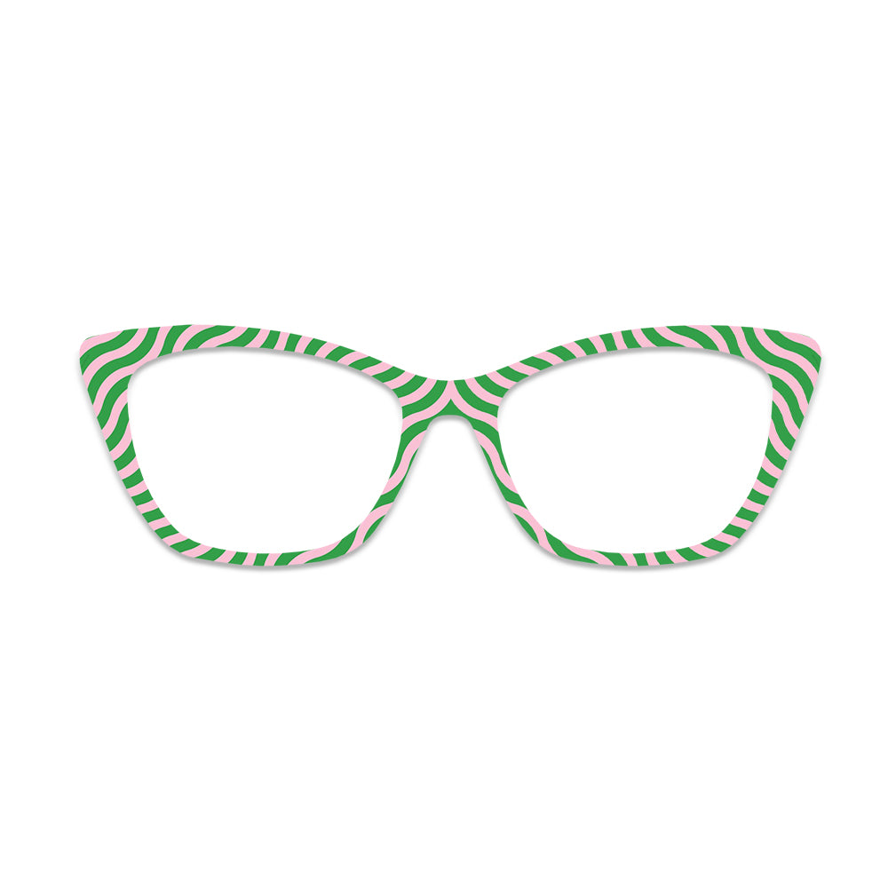 Pink Green Wavy Stripe Pattern Glasses Toppers #8430323399