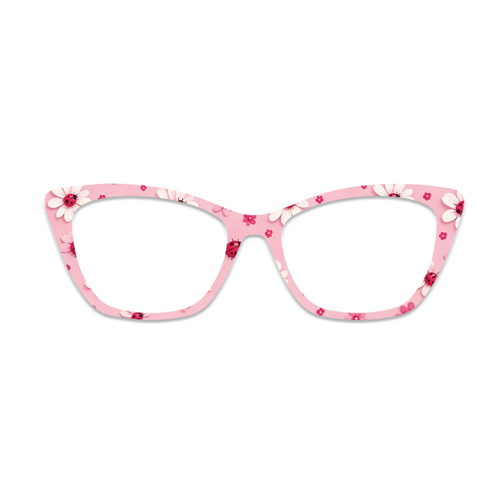 Pink Flower Ladybug Glasses Toppers #7086556423